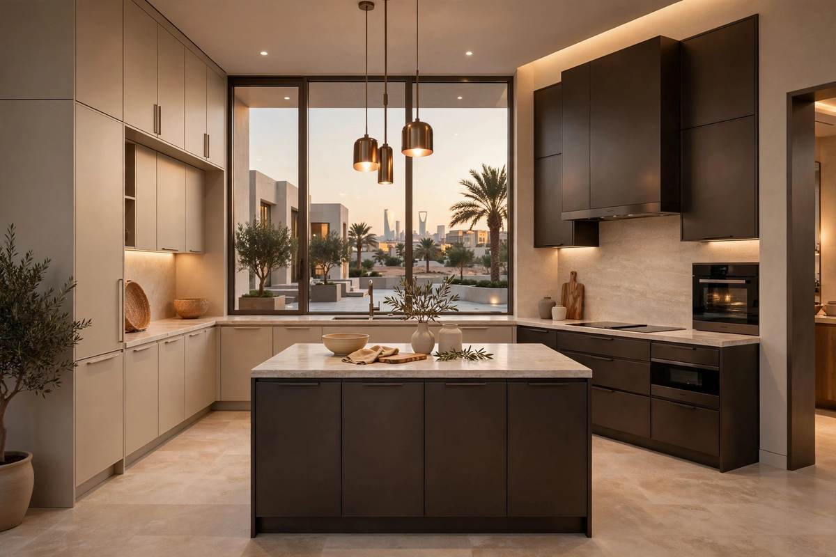 Modern custom aluminum kitchen in Riyadh with premium finish